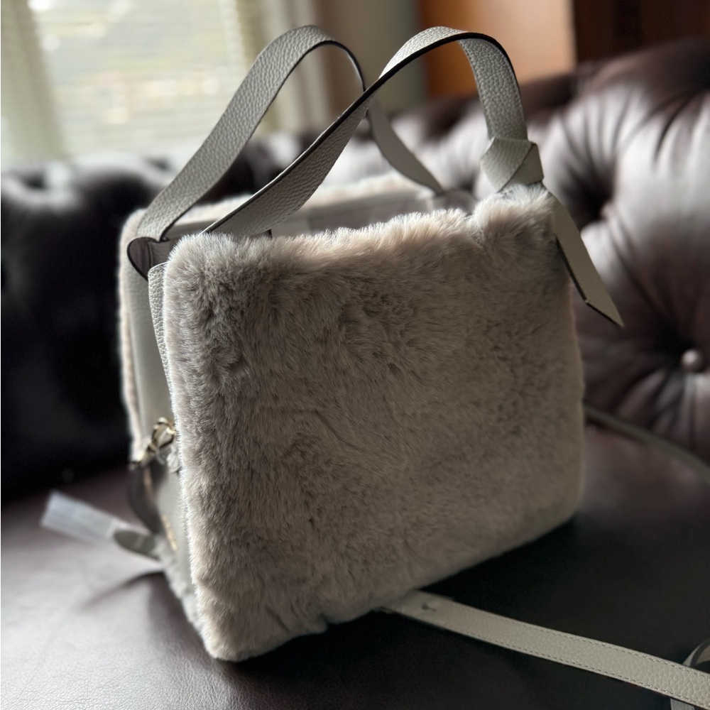 Kate Spade NWT Elegant Gray Faux Fur Women's Bag - Picture 3 of 10